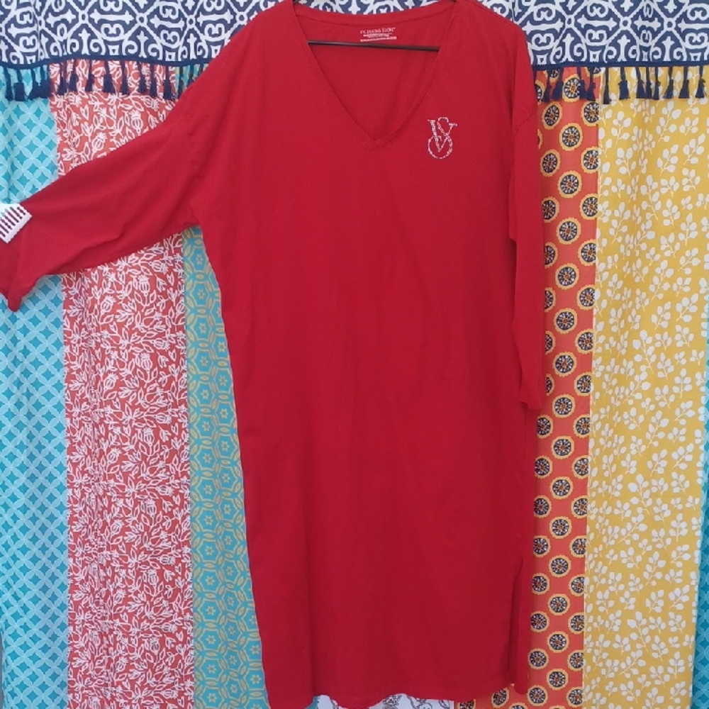 Victoria's Secret Bold Red T-Shirt DRESS Nightgown XXL